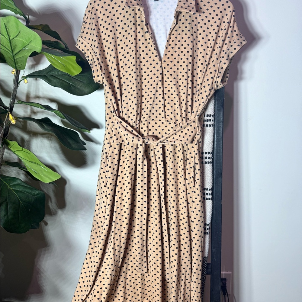 MSK Tan Polka Dot Midi Dress